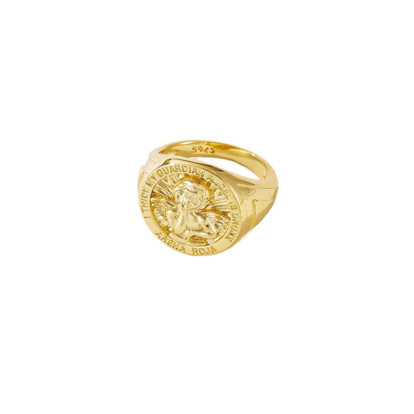 Vintage Round Figure Ring Copper Electroplated Platinum Or 18K Gold Cold Simple Style Adjustable For Women And Unisex