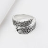 Vintage Silver Open Ring With Angel Wings Geometric Design Electroplated Adjustable Unisex Jewelry