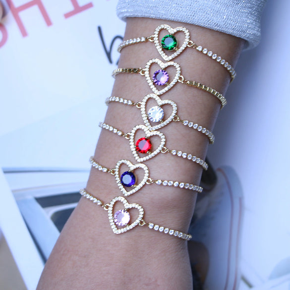 Vintage Simple Heartshaped Copper Women's Electroplated Bracelet