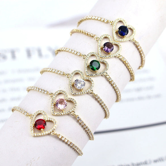 Vintage Simple Heartshaped Copper Women's Electroplated Bracelet