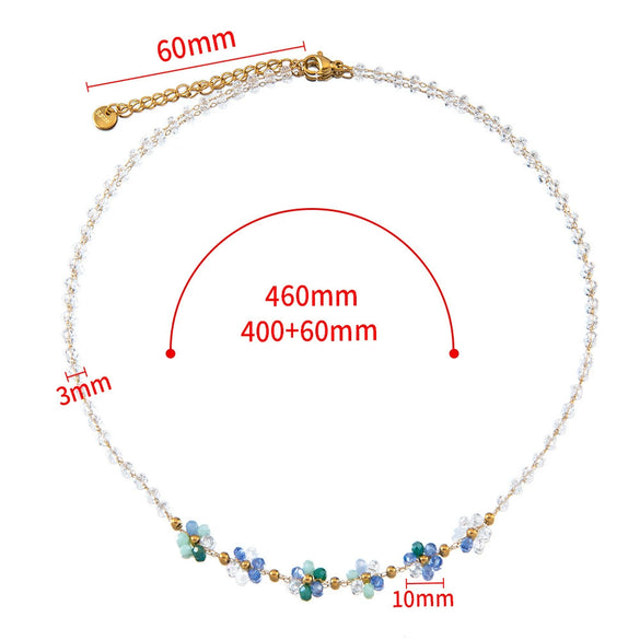 Vintage Small Fresh Daisy Flower Stainless Steel Woven Crystal Chain Electroplated Bracelet Necklace