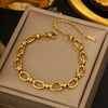 Vintage Small Fresh Style Stainless Steel Bracelet With Love Butterfly And Geometric Heart Shapes Electroplated