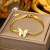 Vintage Small Fresh Style Stainless Steel Bracelet With Love Butterfly And Geometric Heart Shapes Electroplated