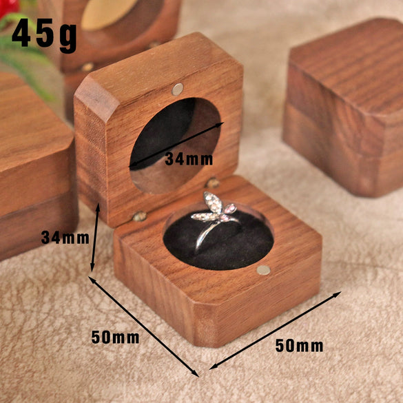 Vintage Solid Wood Jewelry Box With Inverted Inner Circle Design Exquisite Wooden Ring Necklace And Earrings Storage Packaging Box