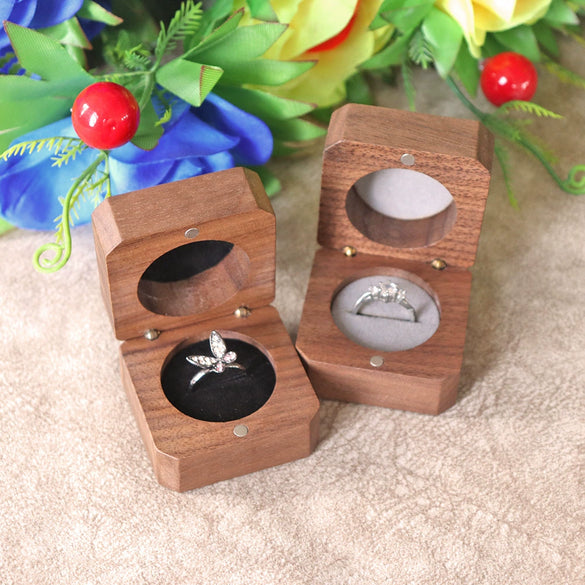 Vintage Solid Wood Jewelry Box With Inverted Inner Circle Design Exquisite Wooden Ring Necklace And Earrings Storage Packaging Box