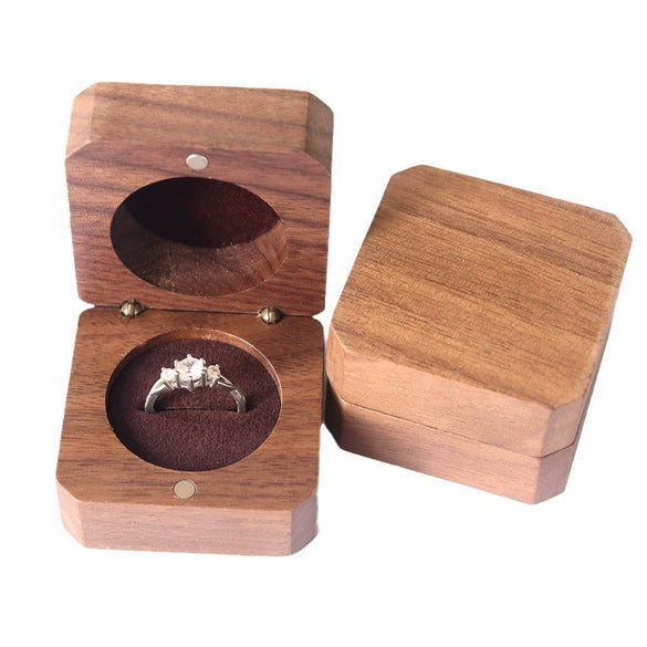 Vintage Solid Wood Jewelry Box With Inverted Inner Circle Design Exquisite Wooden Ring Necklace And Earrings Storage Packaging Box