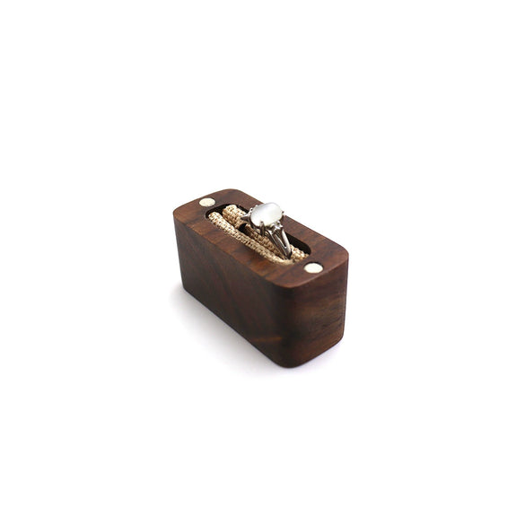 Vintage Solid Wood Mini Ring Box With Cotton Linen Lining Carved Wooden Jewelry Storage Case
