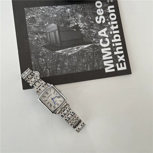 Vintage Square Roman Casual Alloy Band Quartz Couple's Watch