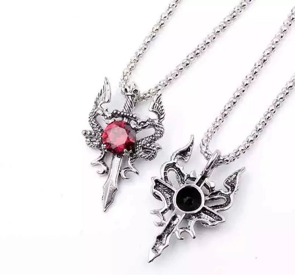 Vintage Ssangyong Cross Unisex Necklace Pendant With Alloy Material And Diamond Design