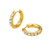 Vintage Stainless Steel Earrings Inlaid With Zircons Electroplated 18K Gold