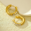 Vintage Stainless Steel Earrings Inlaid With Zircons Electroplated 18K Gold