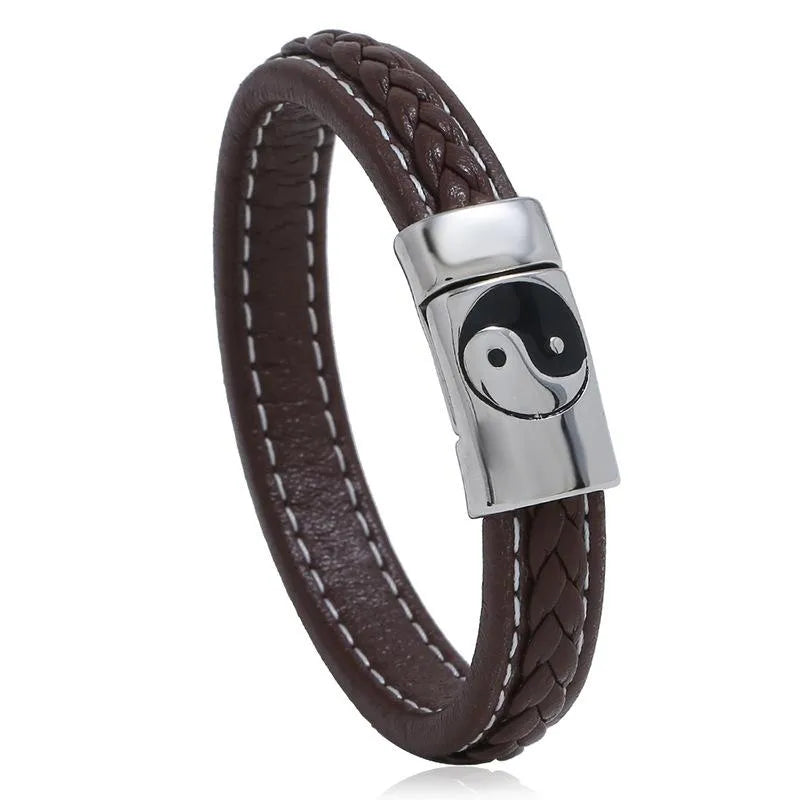 Vintage Stainless Steel Gossip Leather Bracelet Nhpk142789