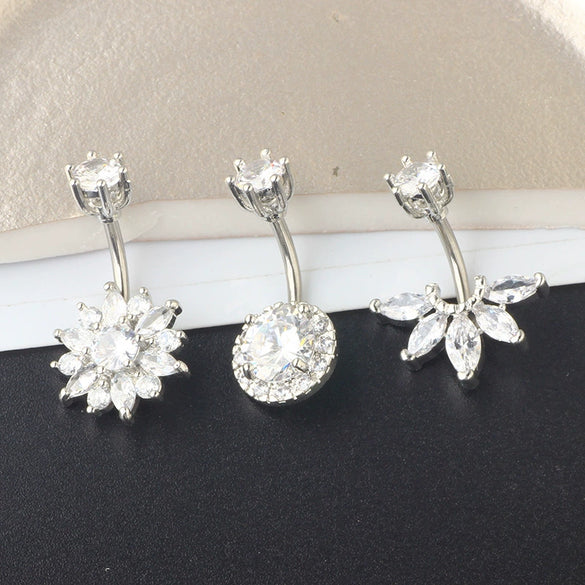 Vintage Stainless Steel Navel Ring Set With The Crown Pattern For Body Piercing