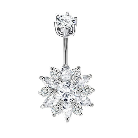 Vintage Stainless Steel Navel Ring Set With The Crown Pattern For Body Piercing