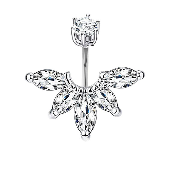Vintage Stainless Steel Navel Ring Set With The Crown Pattern For Body Piercing