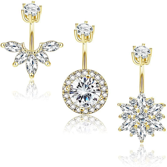 Vintage Stainless Steel Navel Ring Set With The Crown Pattern For Body Piercing