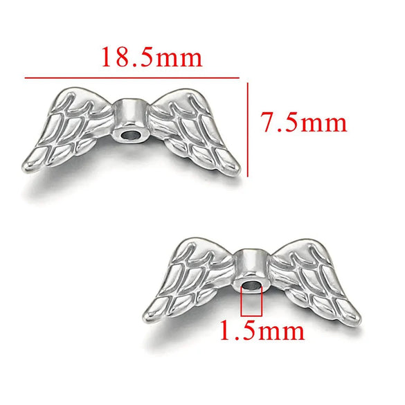 Vintage Stainless Steel Vacuum Gold Plated Wings Perforated Feather Pattern Round Bead Handmade Jewelry Accessories