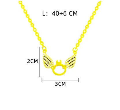 Wholesale Jewelry Vintage Style Angel Wings Titanium Steel Plating Pendant Necklace