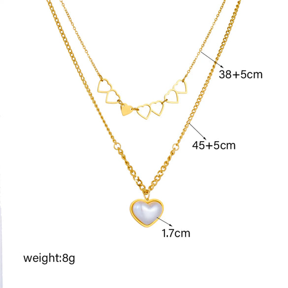 Vintage Style Baroque Style Heart Shape Titanium Steel Plating 18k Gold Plated Layered Necklaces