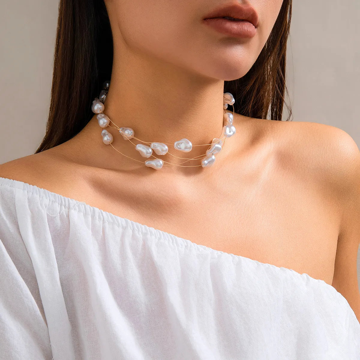 Vintage Style Baroque Style Irregular Imitation Pearl Women's Choker