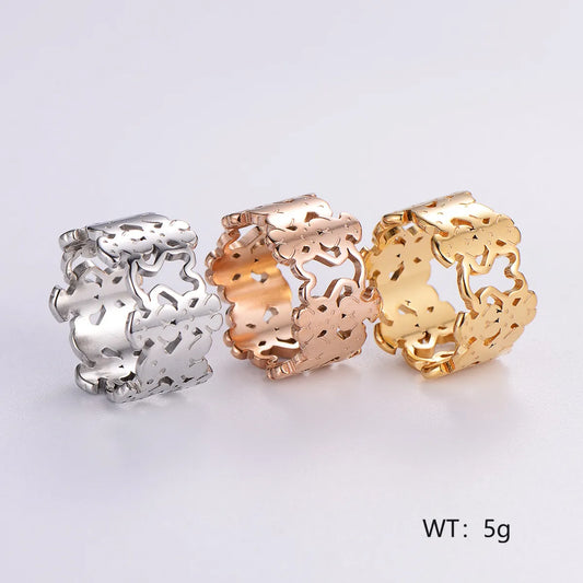 Vintage Style Bear Stainless Steel Plating 18k Gold Plated Rose Gold Plated Rings