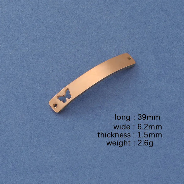 1 Piece Stainless Steel 18K Gold Plated Rose Gold Plated Customization Laser Engraving Butterfly Rectangle