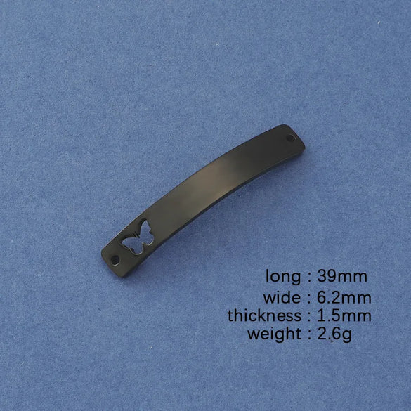 1 Piece Stainless Steel 18K Gold Plated Rose Gold Plated Customization Laser Engraving Butterfly Rectangle