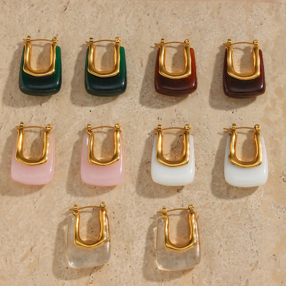 Vintage Style C Shape U Shape Plating Stainless Steel Arylic Gold Plated Ear Studs