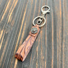 Vintage Style Cattle Flower Pu Leather Inlay Turquoise Unisex Bag Pendant Keychain