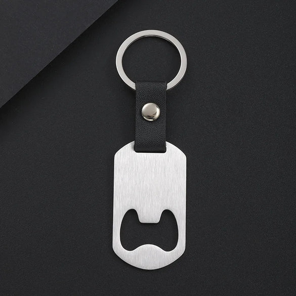 Vintage Style Classic Style Customization Laser Engraving 201 Stainless Steel Pu Leather Plating Unisex Bag Pendant Can Openers Keychain