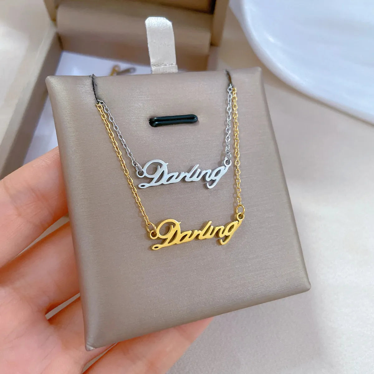 Vintage Style Classic Style Letter Titanium Steel Gold Plated Pendant Necklace