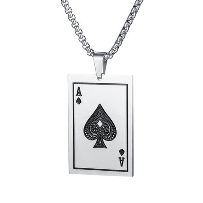 Vintage Style Classic Style Poker 304 Stainless Steel Men'S Pendant Necklace