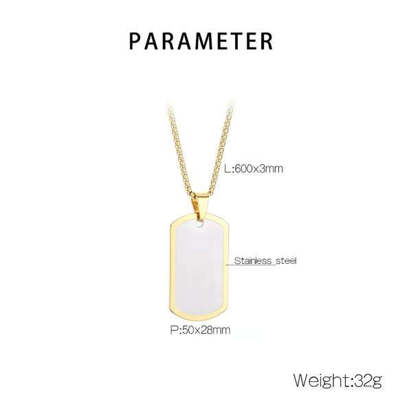 Vintage Style Classic Style Rectangle 304 Stainless Steel 18K Gold Plated Men'S Pendant Necklace Men Pendant Necklaces