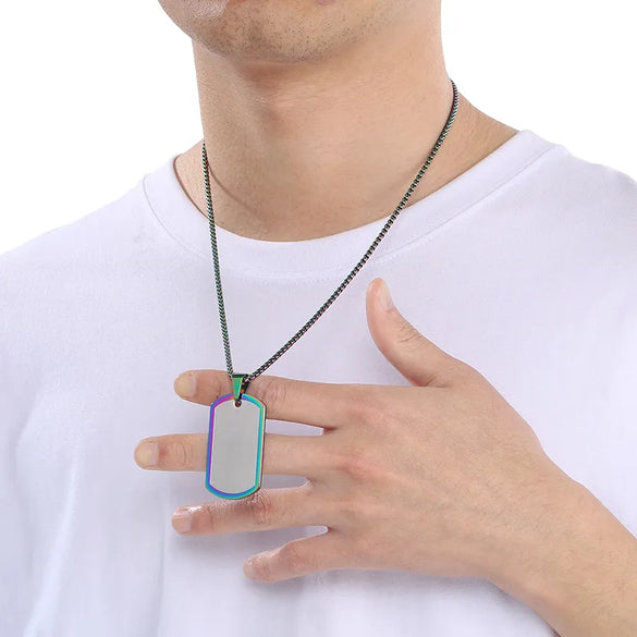 Vintage Style Classic Style Rectangle 304 Stainless Steel 18K Gold Plated Men'S Pendant Necklace Men Pendant Necklaces