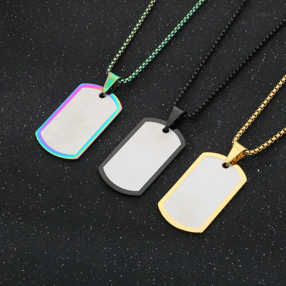 Vintage Style Classic Style Rectangle 304 Stainless Steel 18K Gold Plated Men'S Pendant Necklace Men Pendant Necklaces