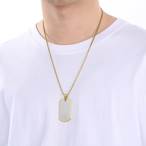 Vintage Style Classic Style Rectangle 304 Stainless Steel 18K Gold Plated Men'S Pendant Necklace Men Pendant Necklaces