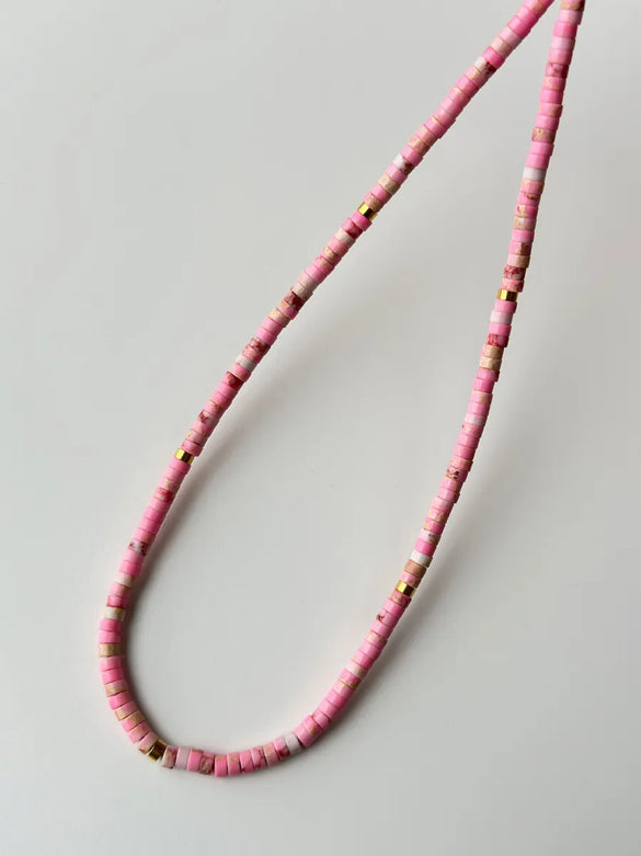 Vintage Style Classic Style Roman Style Round 18K Gold Plated Natural Stone 304 Stainless Steel Beaded Wholesale Pendant Necklace