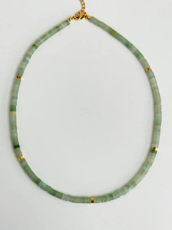 Vintage Style Classic Style Roman Style Round 18K Gold Plated Natural Stone 304 Stainless Steel Beaded Wholesale Pendant Necklace