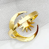 Vintage Style Commute Sector Moon 304 Stainless Steel 14K Gold Plated Natural Stone Zircon Rings In Bulk