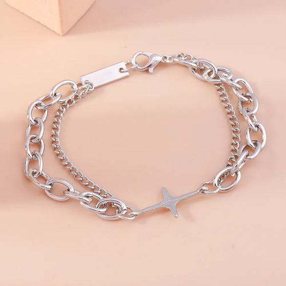 Vintage Style Cross Alloy Steel Inlay Rhinestones Bracelets 1 Piece