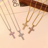 Vintage Style Cross Stainless Steel Zircon White Gold Plated