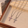 Vintage Style Cross Stainless Steel Zircon White Gold Plated
