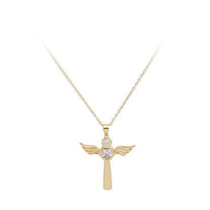 Vintage Style Cross Sterling Silver White Gold Plated Gold Plated Zircon Pendant Necklace In Bulk