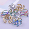 Wholesale Jewelry Vintage Style Devil'S Eye Moon Lightning 304 Stainless Steel 18K Gold Plated Polishing Open Rings
