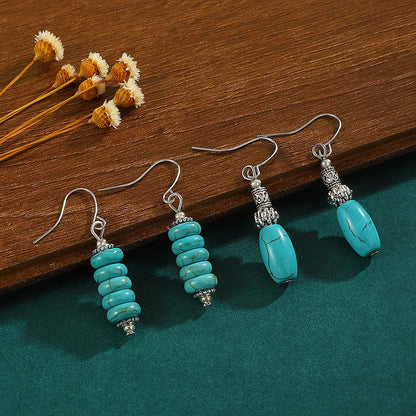 1 Pair Vintage Style Ethnic Style Geometric Turquoise Drop Earrings