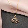 Vintage Style Eye Stainless Steel Pendant Necklace Inlay Rhinestone Stainless Steel Necklaces