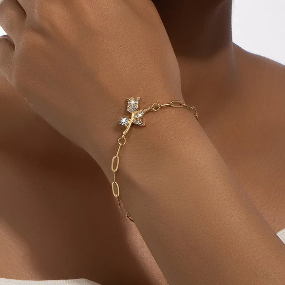 Vintage Style Flower Alloy Plating Inlay Rhinestones Women'S Bracelets