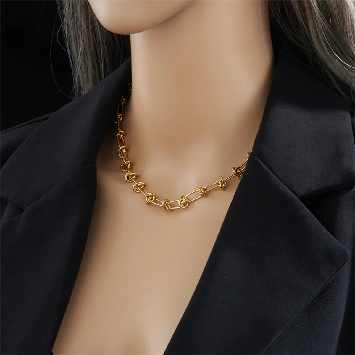 Vintage Style Geometric Stainless Steel Necklace Gold Plated Stainless Steel Necklaces