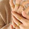 Vintage Style Geometric Titanium Steel Plating 18k Gold Plated Open Ring