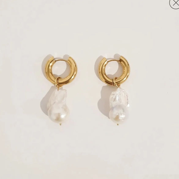 Vintage Style Geometric Titanium Steel Plating Artificial Pearls Drop Earrings 1 Pair